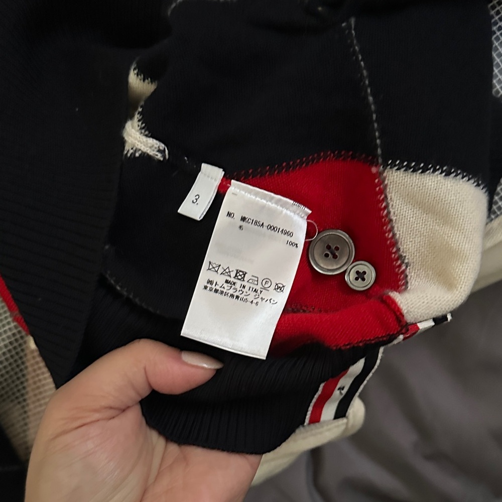 Thom Browne 100% Wool Argyle Patterned Cardigan S… - image 8